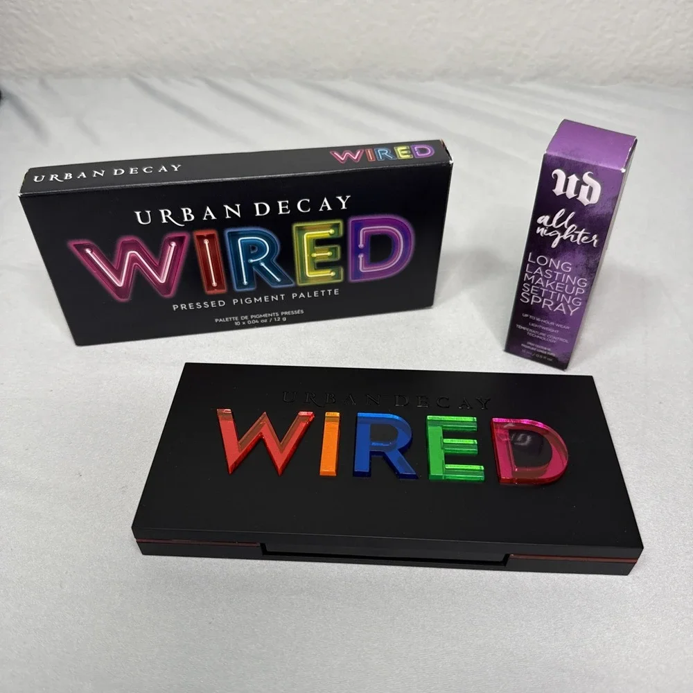 Urban Decay WIRED Pressed Pigment Pallette NIB All Nighter Setting Spray Bundle
